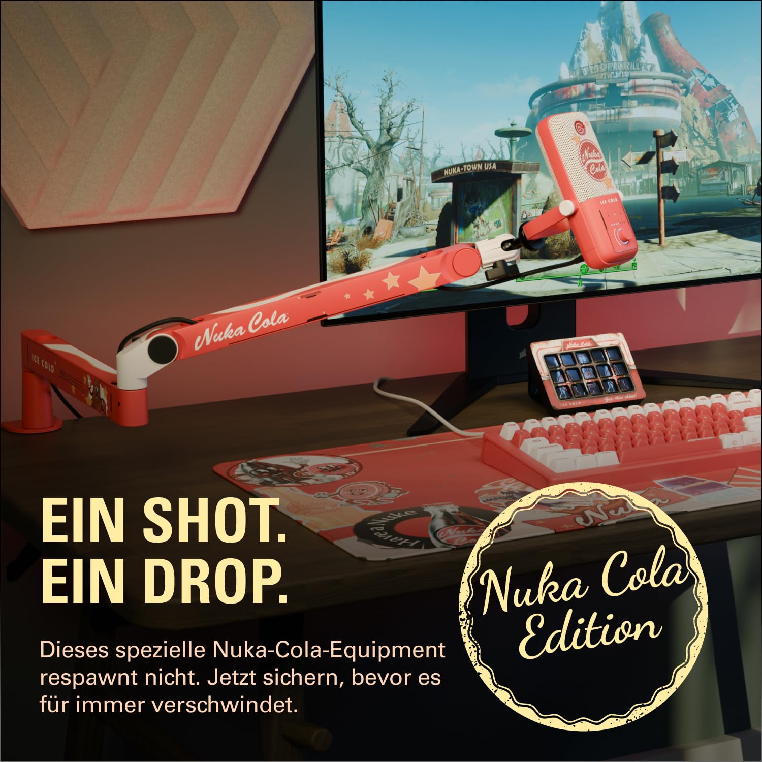 Elgato Nuka-Cola Mic Arm LP – Fallout Special Edition Low-Profile Adjustable Microphone Arm for Streamers, Creators, and Studio Setups
