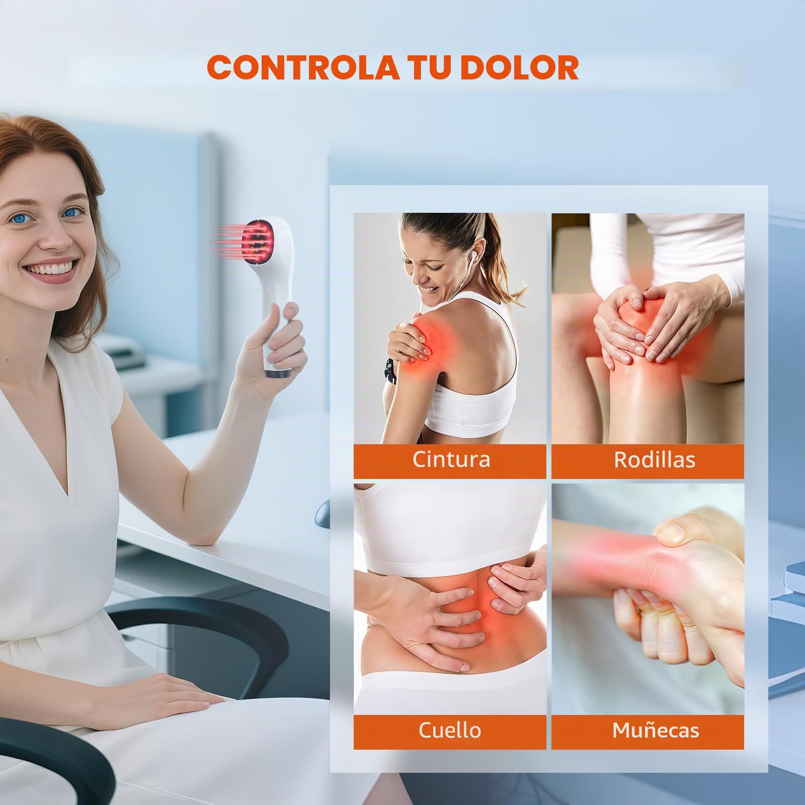 Dispositivo de terapia láser frío para personas, dispositivo de terapia de luz roja de mano con indicador LED, para usar en articulaciones, espalda, rodillas y músculos (4 x 808 nm, 12 x 650 nm)