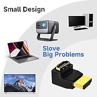 Vista 5 de VCE Adaptador HDMI de 90 y 270 Grados, 2 unidades, Adaptador Conector HDMI Macho a Hembra de Ángulo Recto L, Soporta 3D&4K