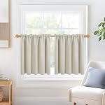 Deconovo Short Curtains, Cafe Curtains 30 Inch Length, Bathroom Curtains Window, Small Window Curtains, Basement Window Curtains Valances, 2 Panels, Light Beige, W42 x L30
