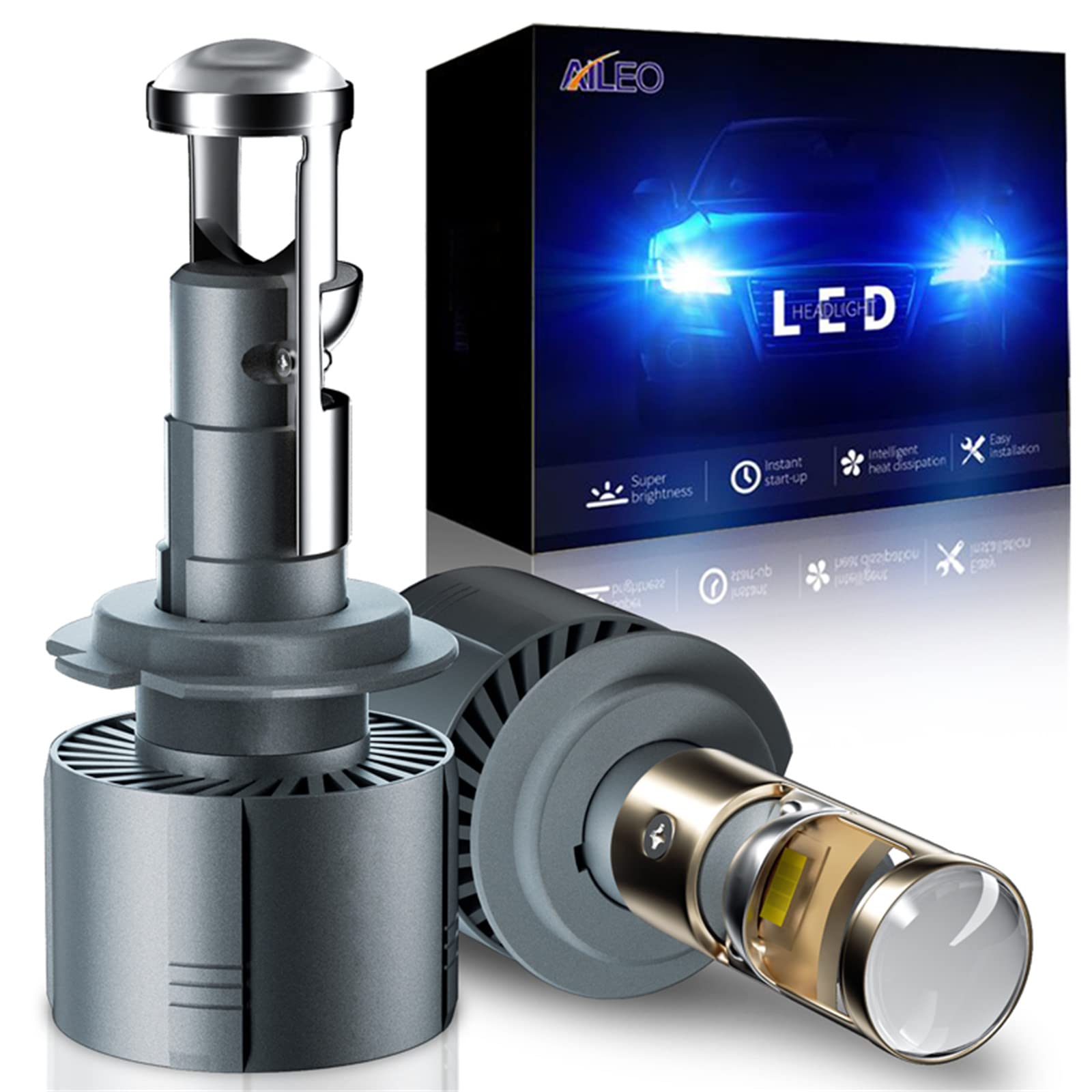 Lampadine per Fari A LED da 2 Pezzi, LED Canbus Super Mini Lente per Proiettore 80W Lampadina per Automobili 16000LM Kit di Conversione,H11