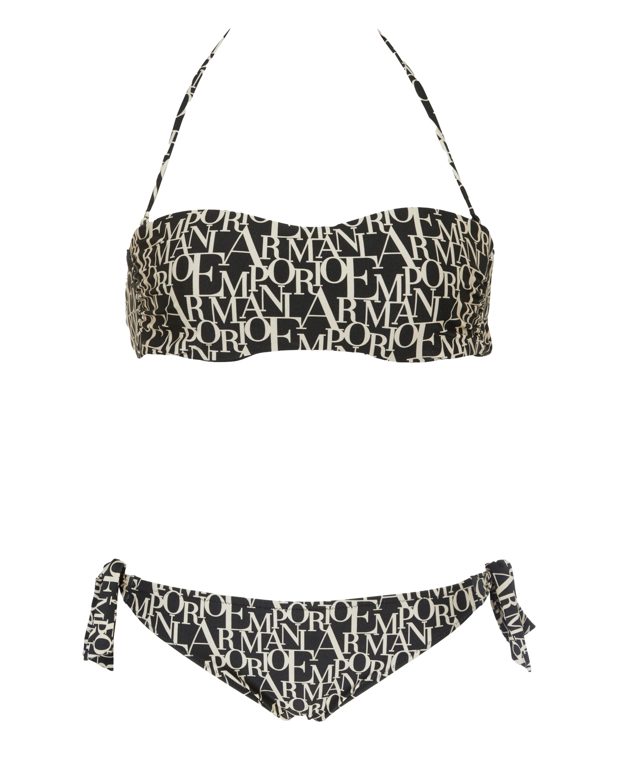 EMPORIO ARMANI Bandeau - Bikini para Mujer, Negro/Logo Almendra, XL