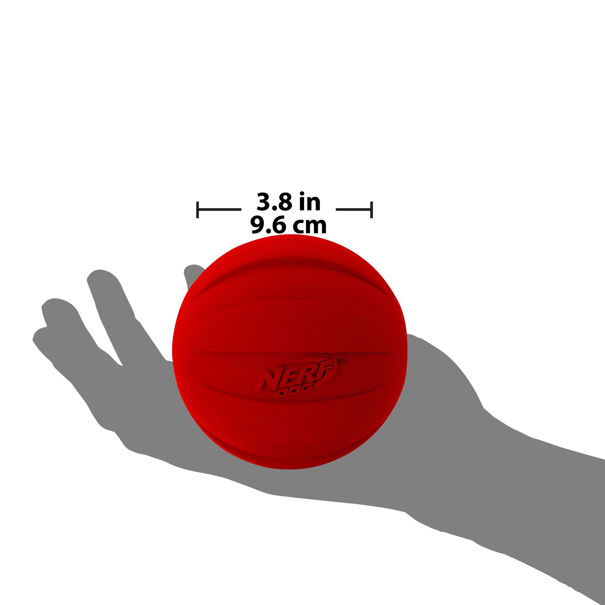 NERF Dog Gummiball Hundespielzeug mit interaktivem Quietscher, leicht, langlebig und wasserabweisend, 10,2 cm Durchmesser für mittelgroße/große Rassen, Einzeleinheit, Rot
