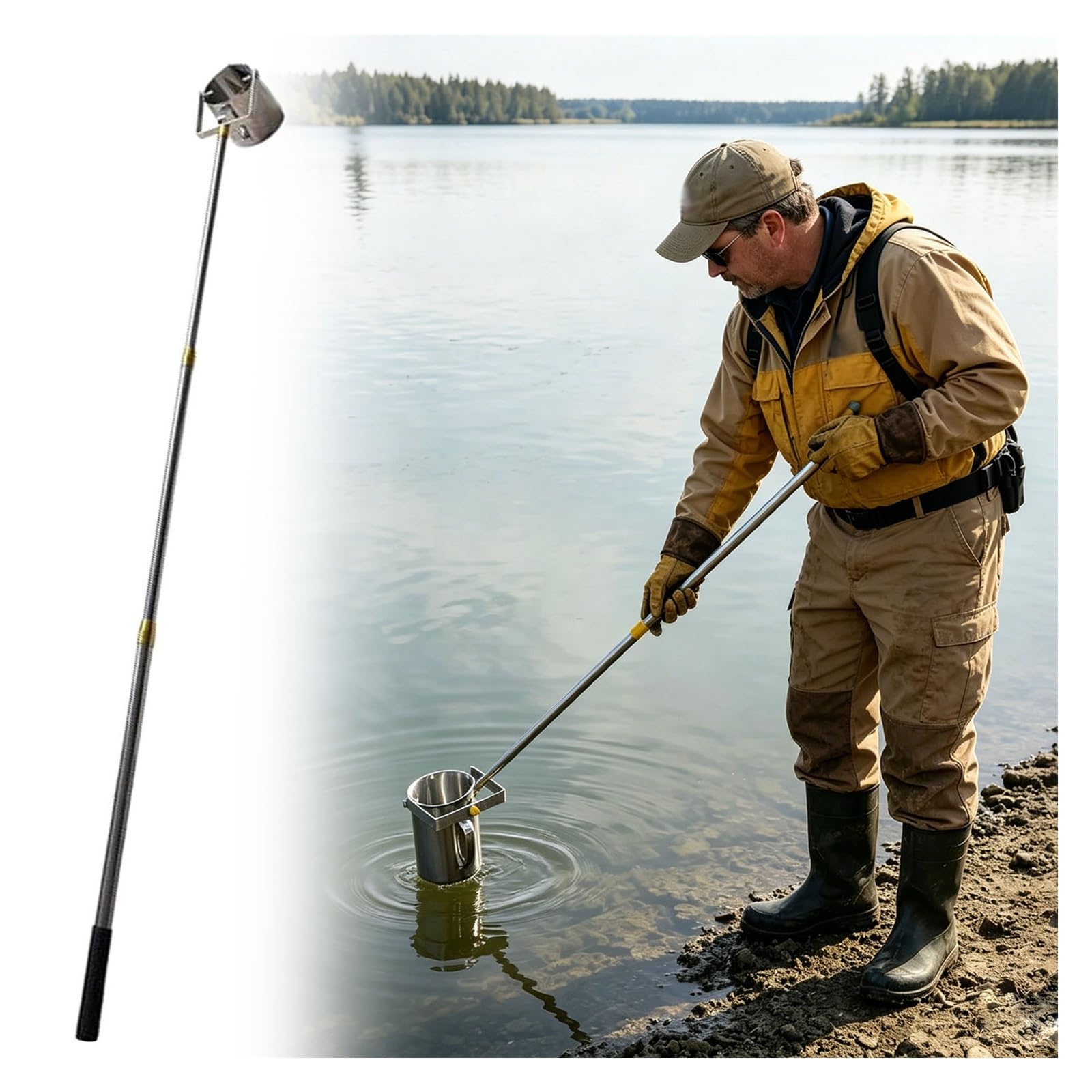 JYHHCYS Water Sample Collection Rod, Stainless Steel Water Testing Kit, Extendable Sampling Pole for Lakes, Rivers, Ponds, And Environmental Monitoring(1000ml,4-16.4ft)