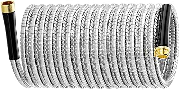 SPECILITE 150ft Stainless Steel Metal Garden Water Hose for Yard, Outdoor