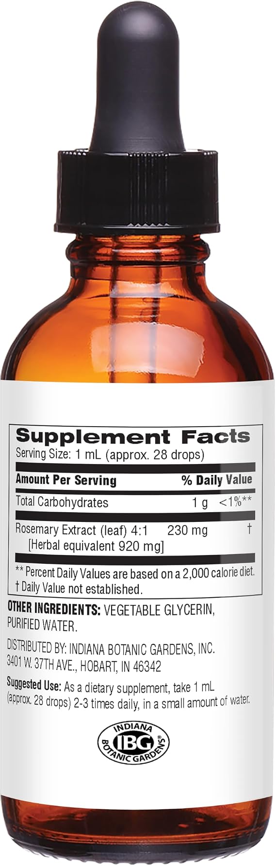 Botanic Choice Rosemary Leaf Liquid Extract Alcohol Free, Gluten Free Fast Acting Supplement Drops Easy to Use Dropper 1 Fluid Ounce