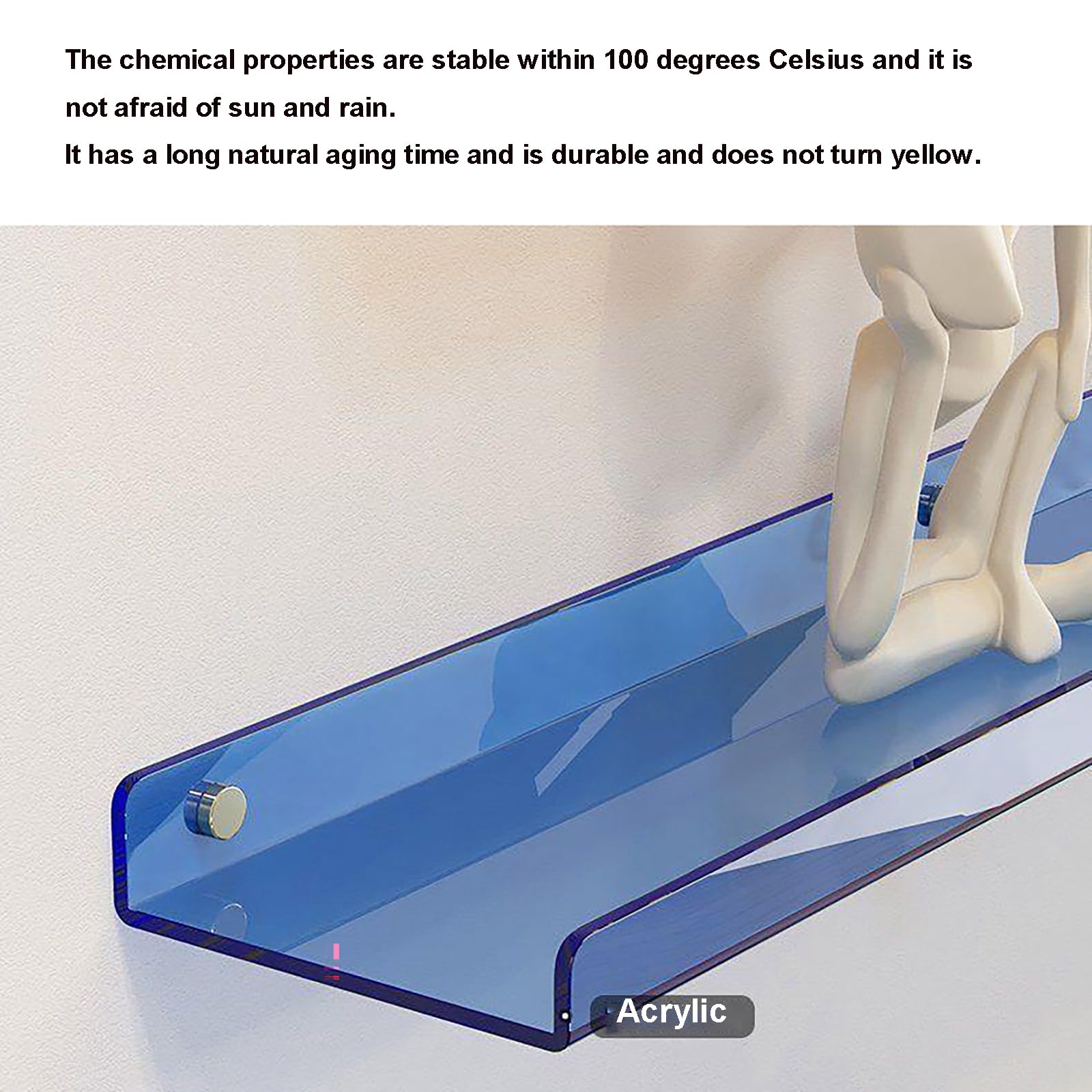 Paquete de 4 estantes flotantes de acrílico transparente para juegos y discos de vinilo, estante de exhibición montado en la pared para baño y cocina (azul 30 cm/120 cm ge 90 cm verde 60 cm)