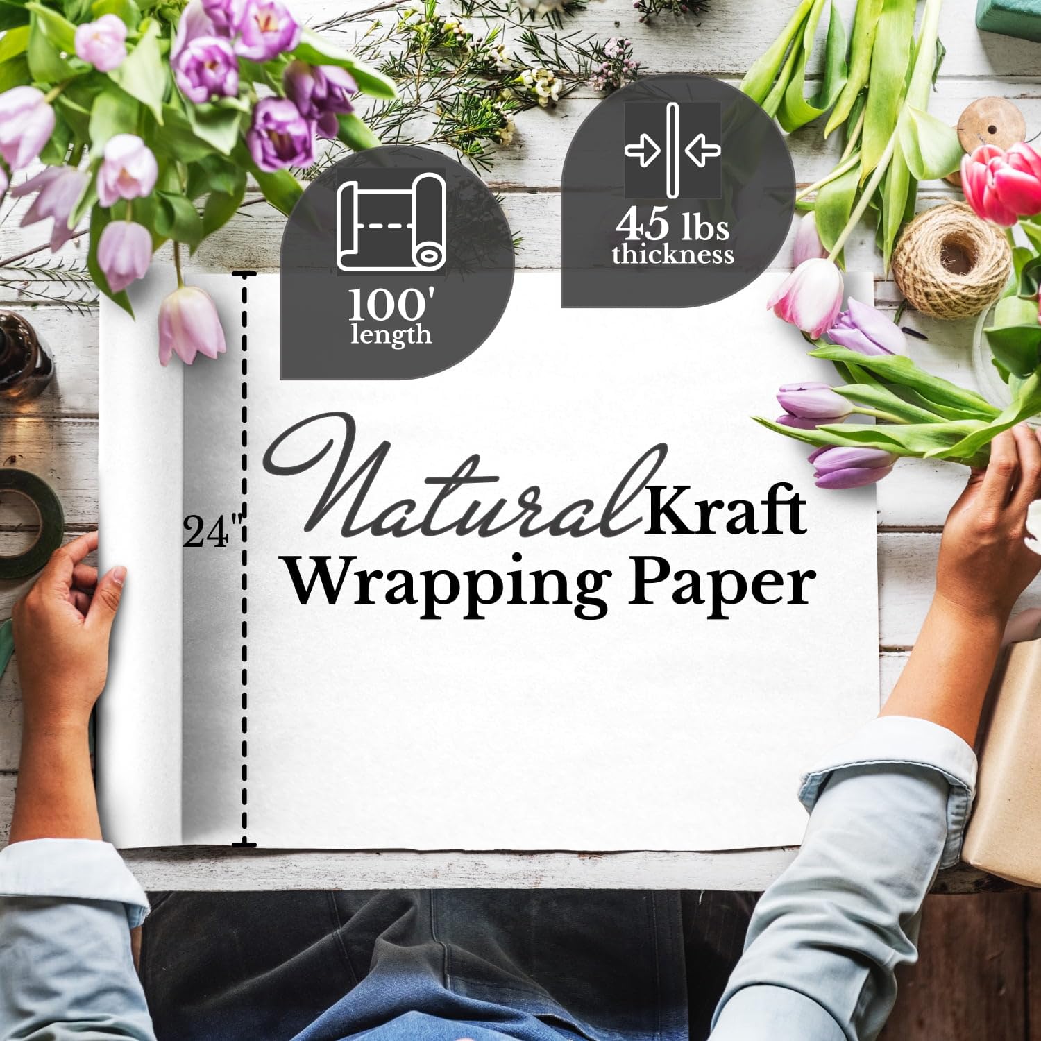 24.デザインペーパー Amazon | Paclord フラワーラッピングペーパー 24インチ x 1200インチ