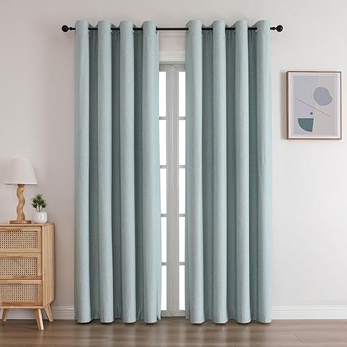 Miniatura 12 de Cortinas opacas de 84 pulgadas de largo, juego de 2 paneles, cortinas largas con aislamiento térmico, cortinas con ojales para oscurecimiento de