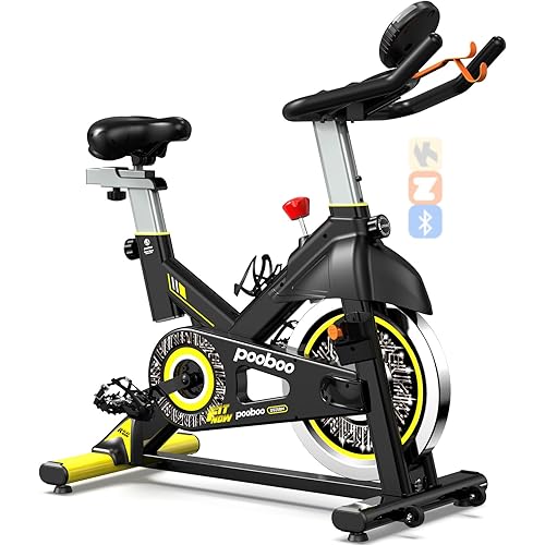 pooboo Exercise Bike, Adjustable Magnetic/Brake Pad Resistance Silent Belt Drive, Indoor Cycling Bike for Home Cardio, Fitness Stationary Bike with 350lbs/300lbs Weight Capacity &Upgraded Version Seat