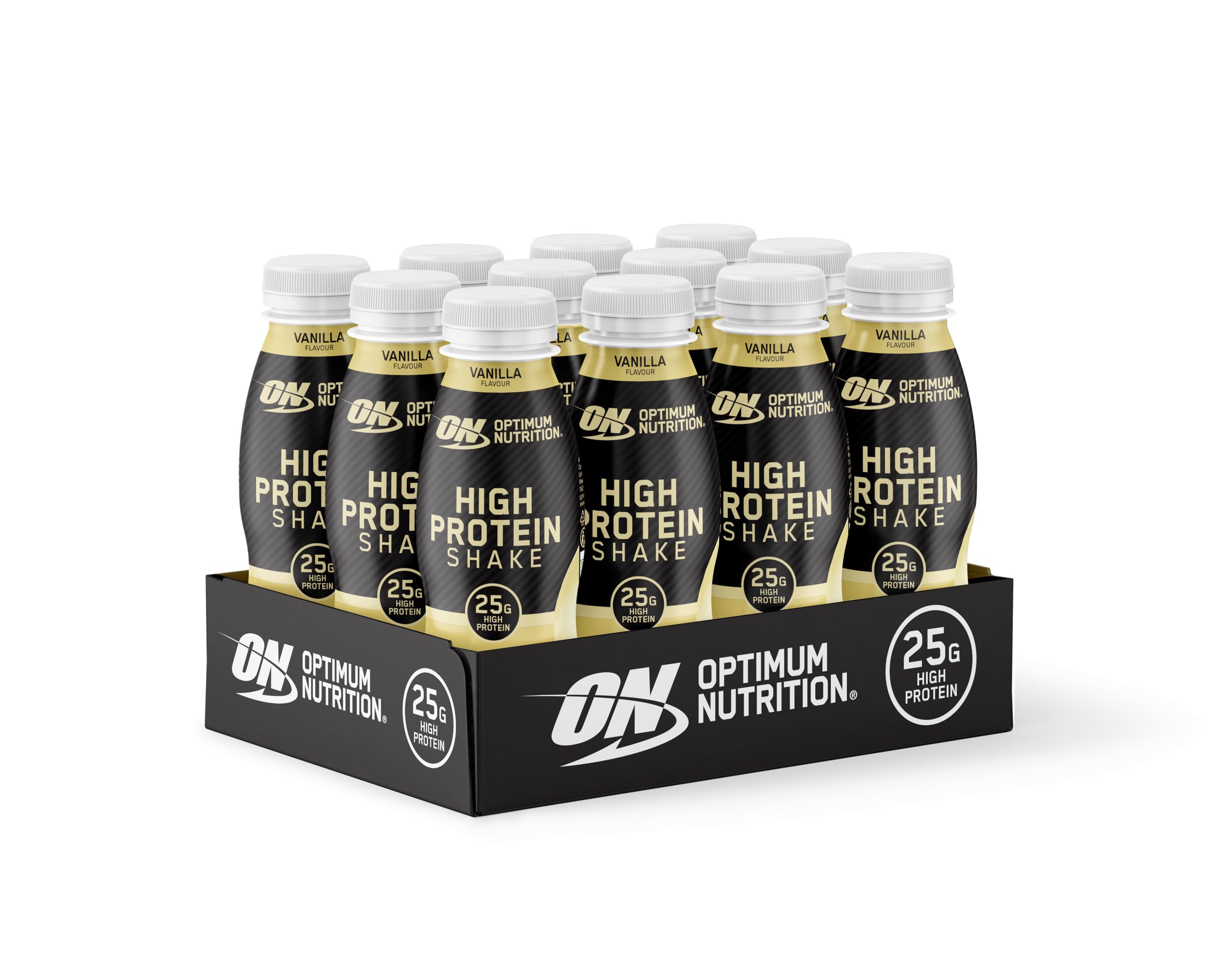 High Protein Shake Bottles, Ready To Drink Healthy Snacks, No added sugars, low fat , Post Workout Snack for Men and Women, Vanilla Flavour, 12X330 ml, Packaging may vary