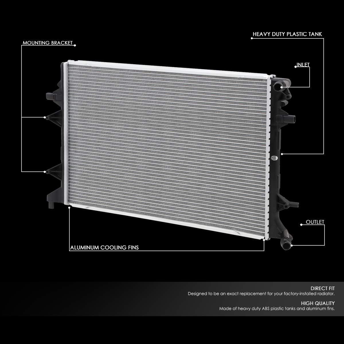 13273 Radiator Compatible with 2013-2016 VW Jetta 2012-2014 Passat 1.4 2.0 AT Factory Style Replacement Aluminum Core Cooling Radiator CU13273 1K0121251EB