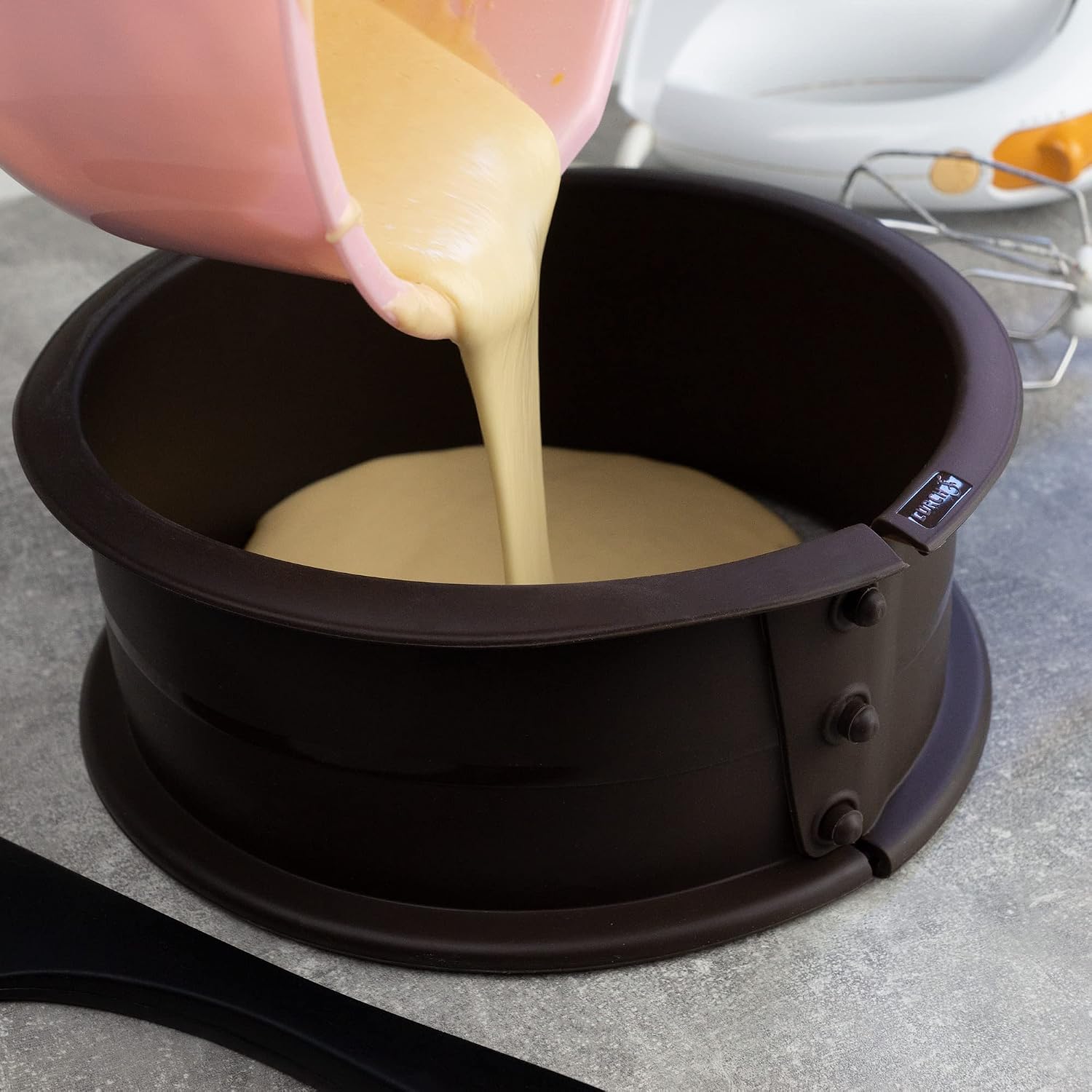 Lurch FlexiForm Silicone Springform Cake Tin with Glass Base, Diameter 20cm Height 8cm