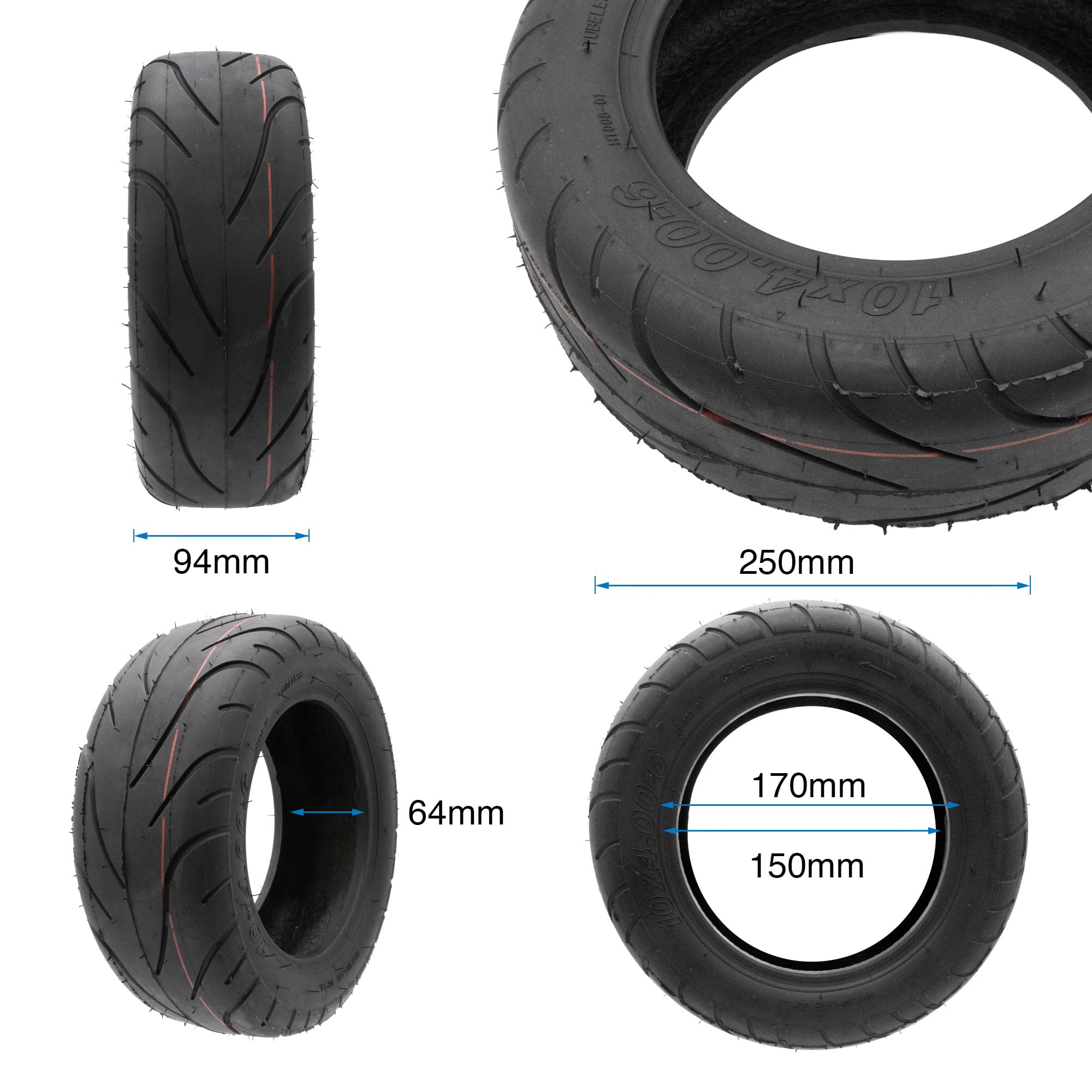 eWheel Pneumatico tubeless 10 × 4,00 6 Cityroad per scooter elettrico pneumatico ad alta resistenza per uso quotidiano migliore presa e stabilità in viaggio urbano
