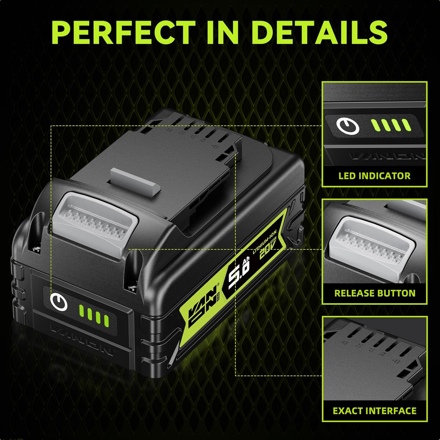 VANON Replacement for Dewalt 20V Max Battery, 20V 5Ah Replacement Battery Compatible with Dewalt 20V Battery Tools and Chargers DCB180 DCB181 DCB182 DCB201 DCB201-2 DCB200 DCB200-2 DCB204-2, 2 Pack