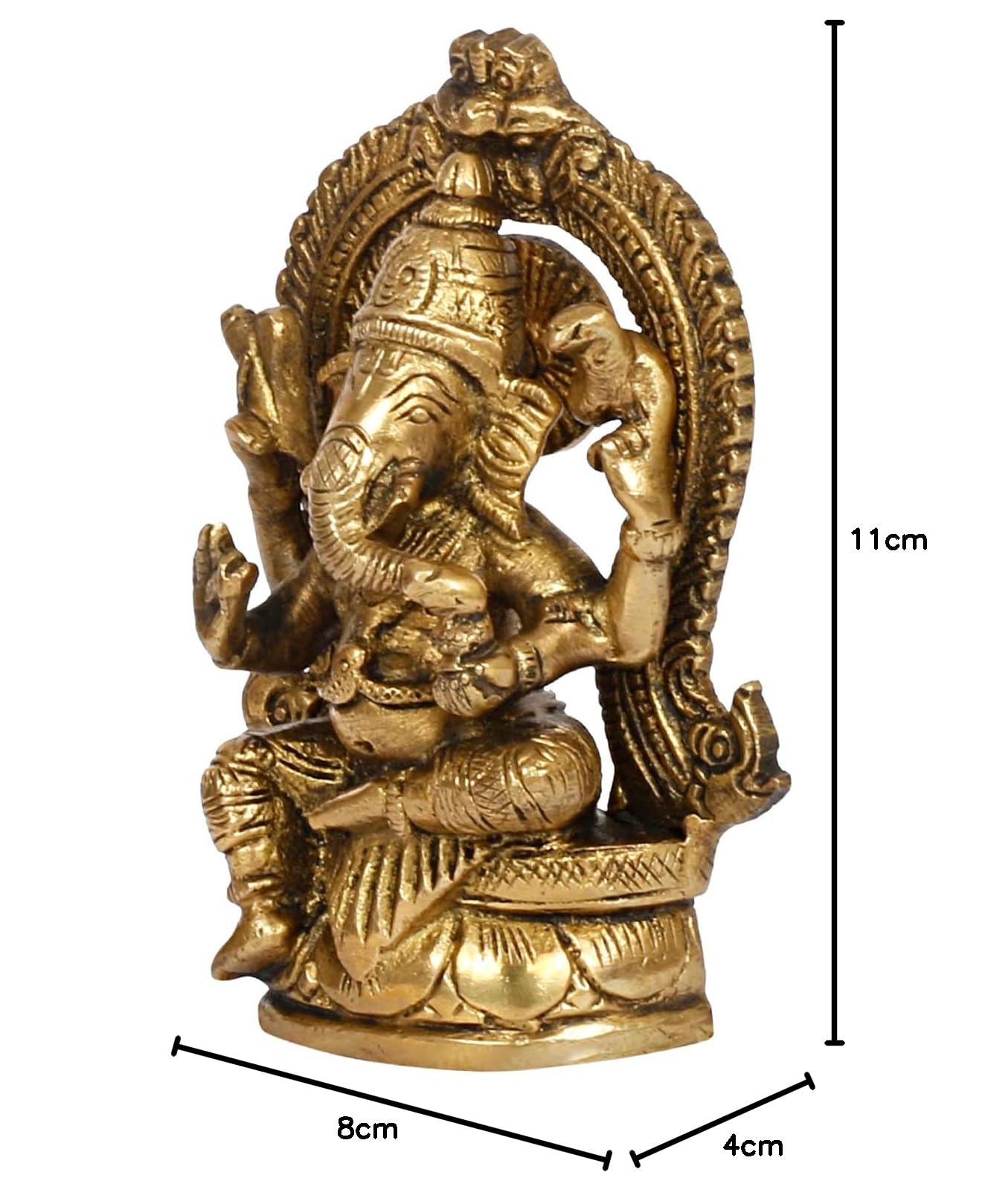 Statue de Ganesh Bhagwan en laiton pour décoration de maison, entrée, cadeau Diwali Puja, hauteur 11,4 cm.