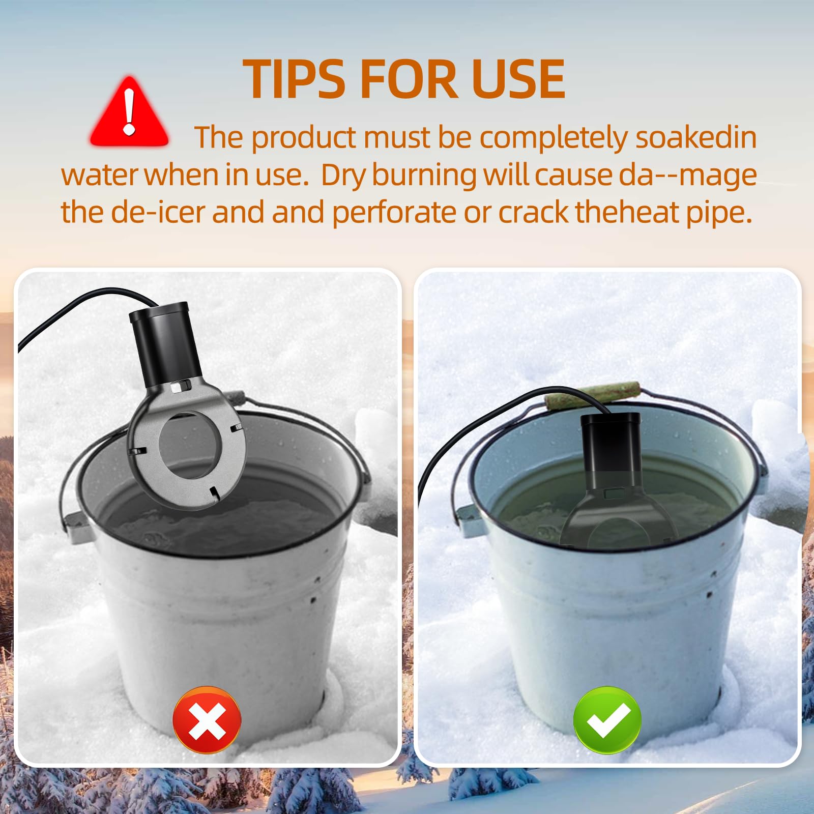 Calentador de agua para pollo, 1000 W, aluminio fundido a presión, sumergible, control termostático, descongelador para aves de corral, aves, vacas, caballos, animales, agua potable