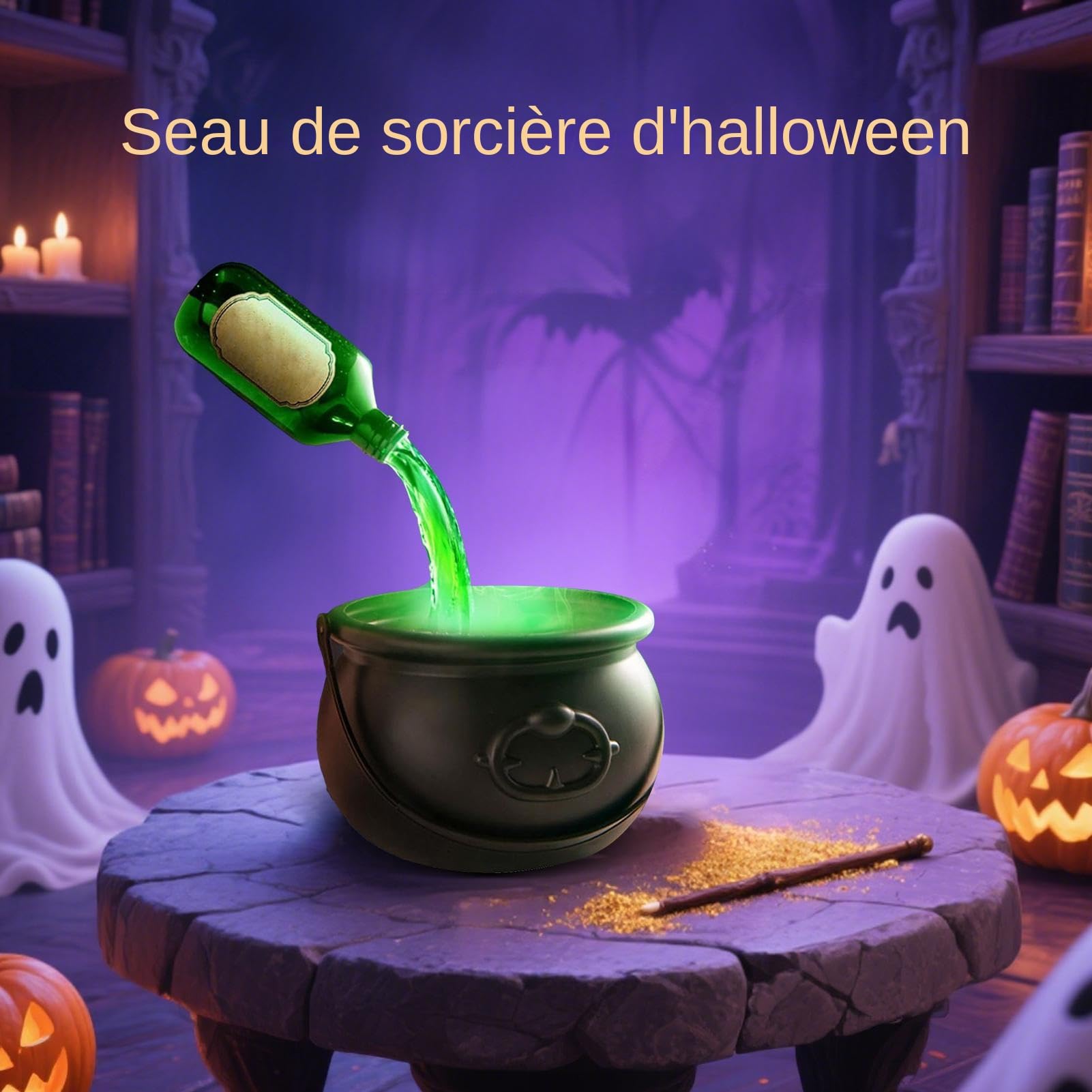 Kubeł Wiedźmy Sezonowa Dekoracja | Środkowa Dekoracja Stołu Na Halloween Dla Kobiet, Mężczyzn, Właścicieli Domów, Domów Nawiedzonych, Mieszkań, Biur Domowych,