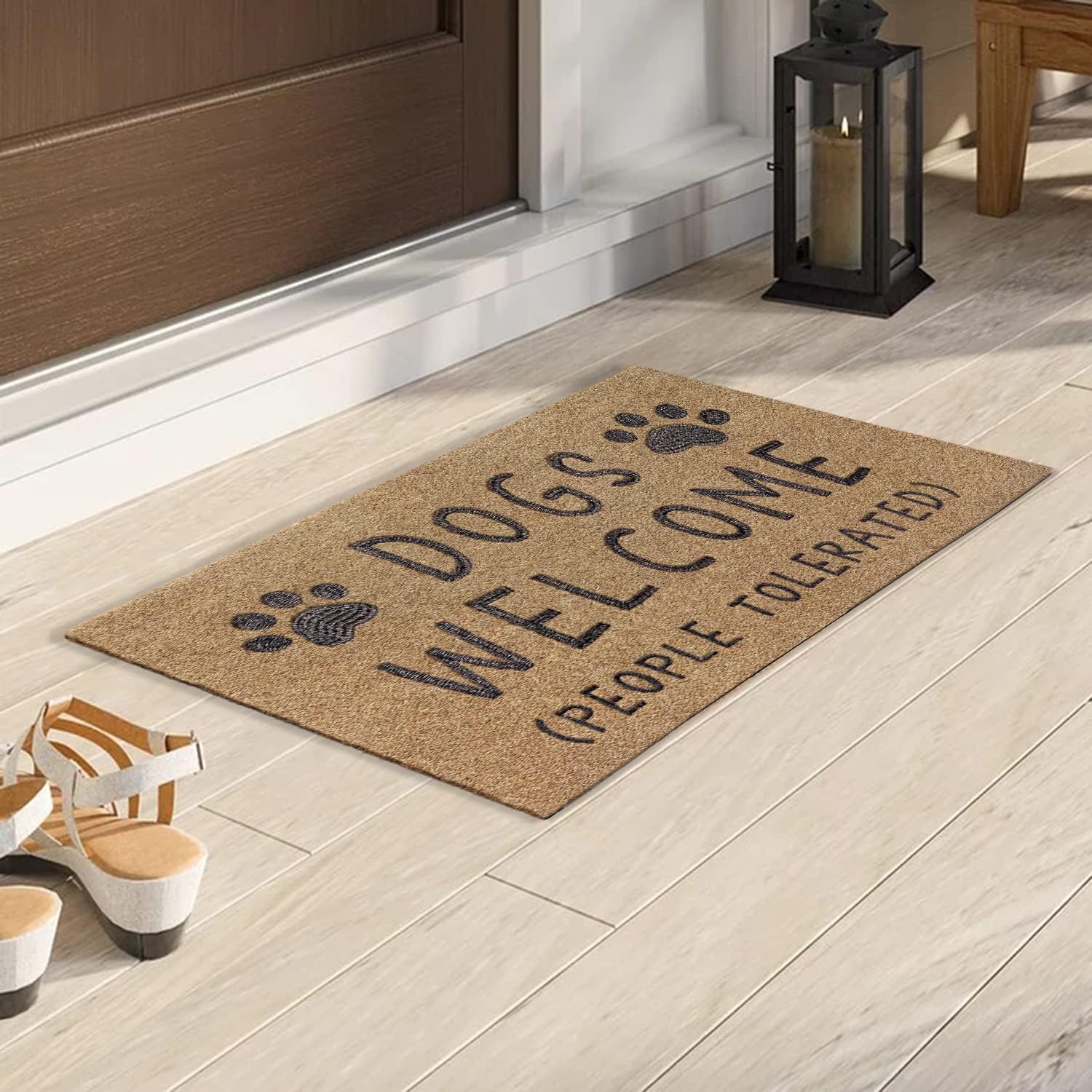 AAZZKANG Funny Dog Paw Mat with Non Slip Rubber Backing Easy to Clean Front Door Mats for Entrance,Patio,High Traffic Areas image 2