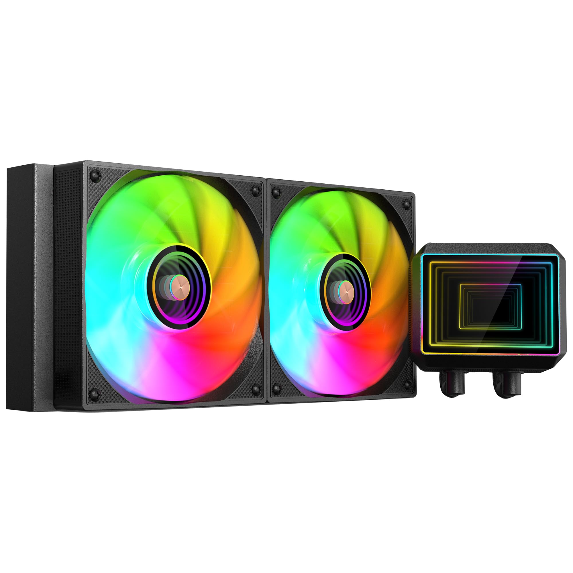 Mars Gaming ML-TWO240, Raffreddamento a Liquido AIO 450W TDP,2x Ventola ARGB Infinity Mirror 12cm FDB, Nucleo in Rame e Alluminio, Pompa Opti-Chamber 4ª Generazione e Microcanali, Nero
