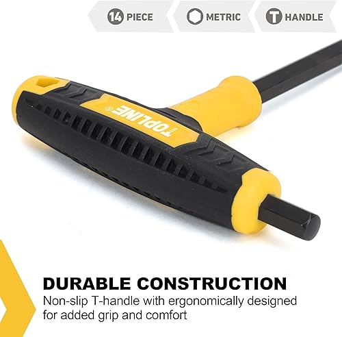 Miniatura 9 de TOPLINE Juego de herramientas para el hogar de 467 piezas para mecánicos y juego de llaves Allen con mango en T de 14 piezas