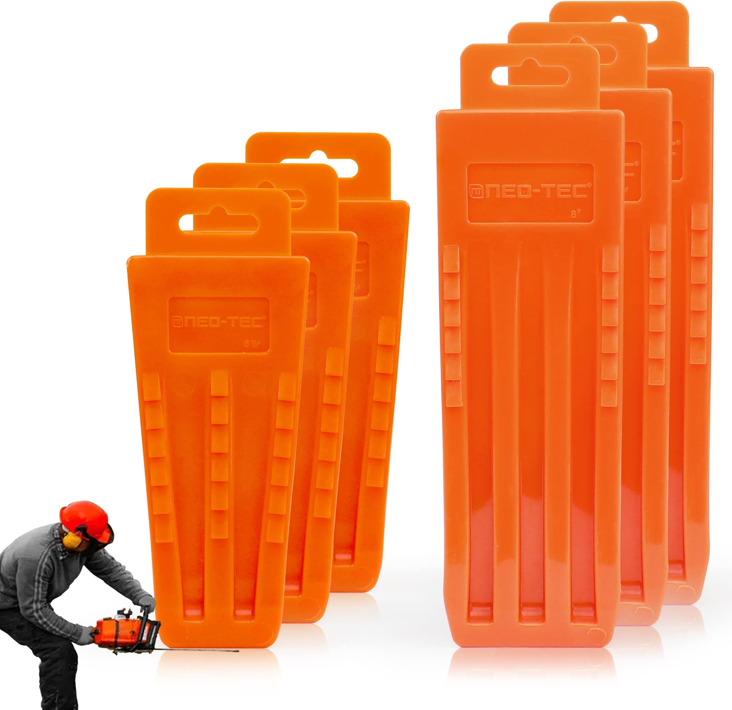 NEO-TEC 6 Pack Tree Felling Wedges, Chainsaw Wedges, 5.5"+8" Tree Cutting Equipment, Tree Cutting Equipment with Spikes for Safe Tree Cutting