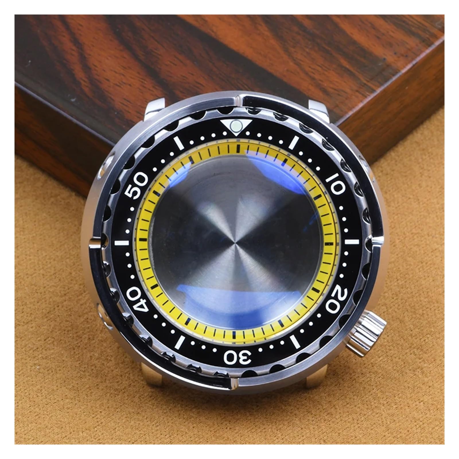 1 Stück Uhrengehäuse aus Stahl, super Leuchtend, Thunfischdose, Saphirglas, Taucheruhr, passend for Seiko for NH35/NH36, Automatikwerk, Mod(White)