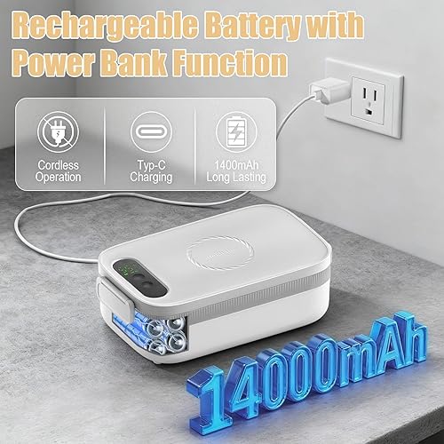 Miniatura 3 de Lonchera eléctrica inalámbrica para adultos, lonchera recargable de 14000 mAh, calentador de alimentos portátil de 1 litro con temporizador y