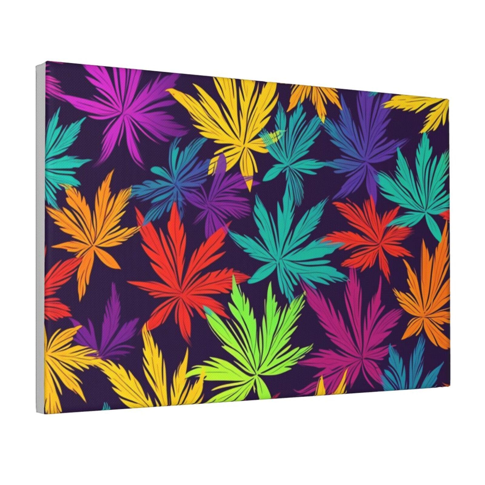 Framed Wall Art for Living Room Art Work, Bright Colorful Weed Pattern Picture Prints Modern Office Wall Paintings Poster Aesthetic Wall Decorations for Home Decor Ready To Hang 16"x24"