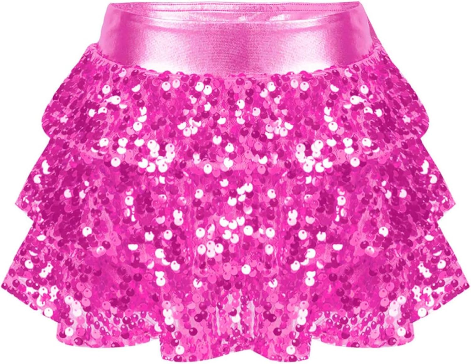 JEYPINMI Kids Girls Sequins Latin Jazz Dance Skirt Gymnastics Dance Dresses Party A-Line Mini Skirt Dancewear