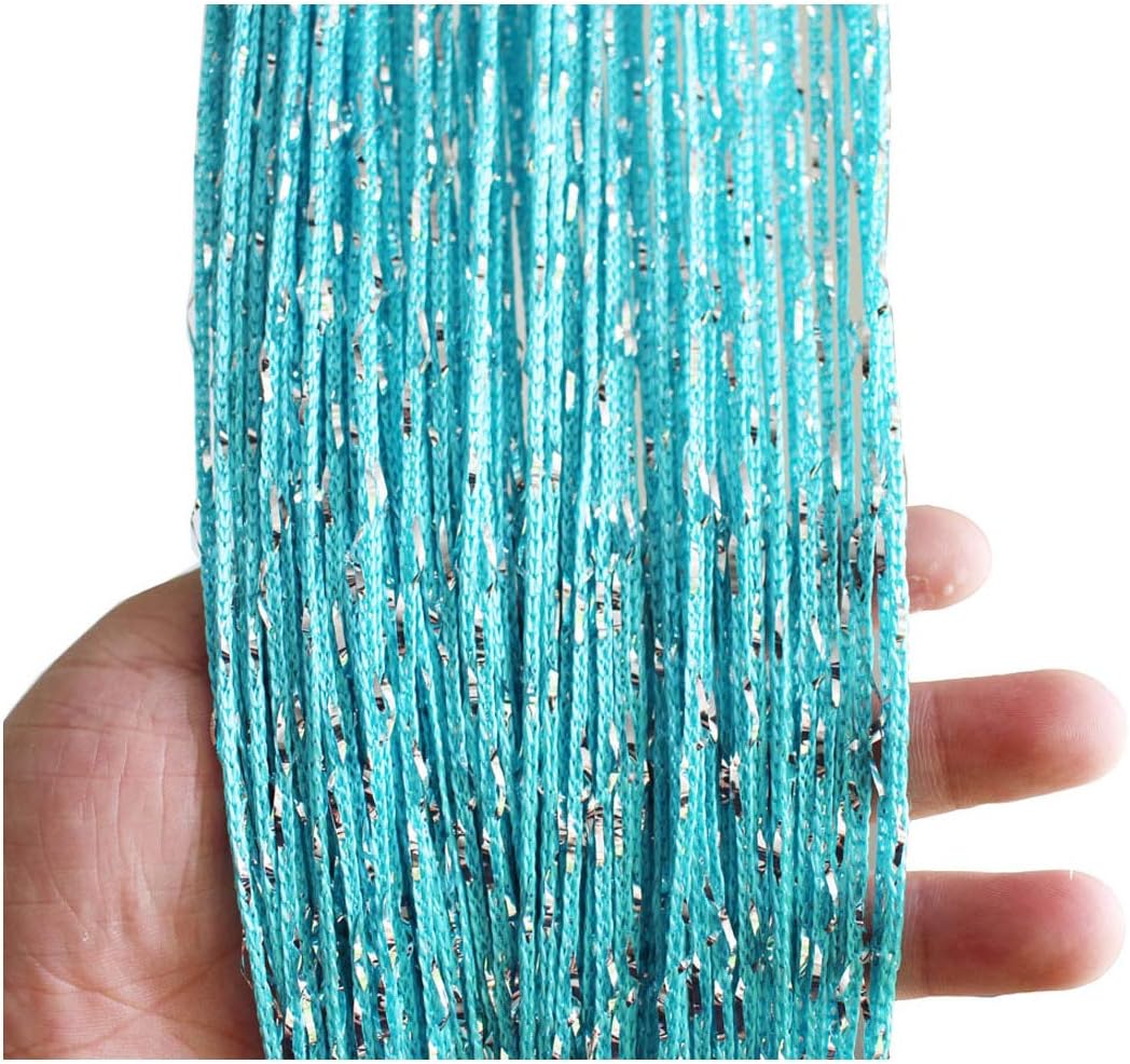 1x2 M Door String Curtain Rare Flat Silver Ribbon Thread Fringe Window Panel Room Divider Cute Strip Tassel for Wedding Coffee House Restaurant Parts, Blue