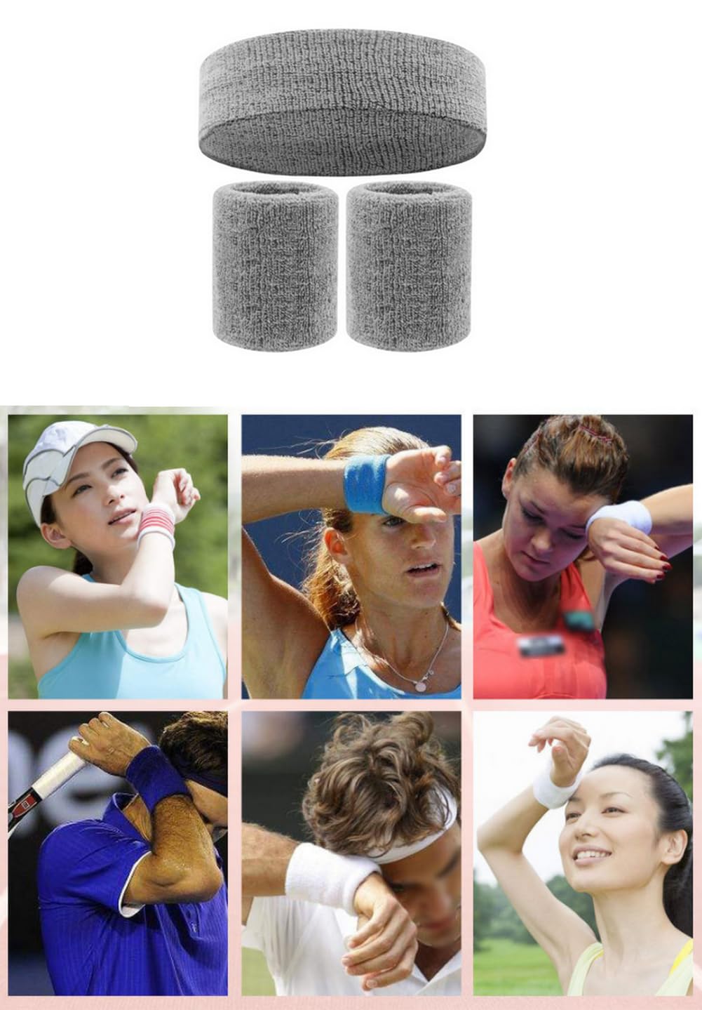 Onupgo - Fascia per il sudore in spugna a righe, fascia per la testa e polsini, set con fascia e polsini per basket, allenamento, atletica ed esercizi, assorbono il sudore Onupgo - Fascia per il sudore in spugna a righe, fascia per la testa e polsini, set con fascia e polsini per basket, allenamento, atletica ed esercizi, assorbono il sudore