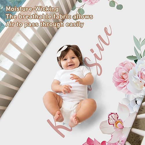 Miniatura 7 de KAINSY Sábana bajera personalizada para cuna de 2 piezas con nombre, sábanas de colchón para cuna para bebés, niños y niñas, mini sábana de cuna