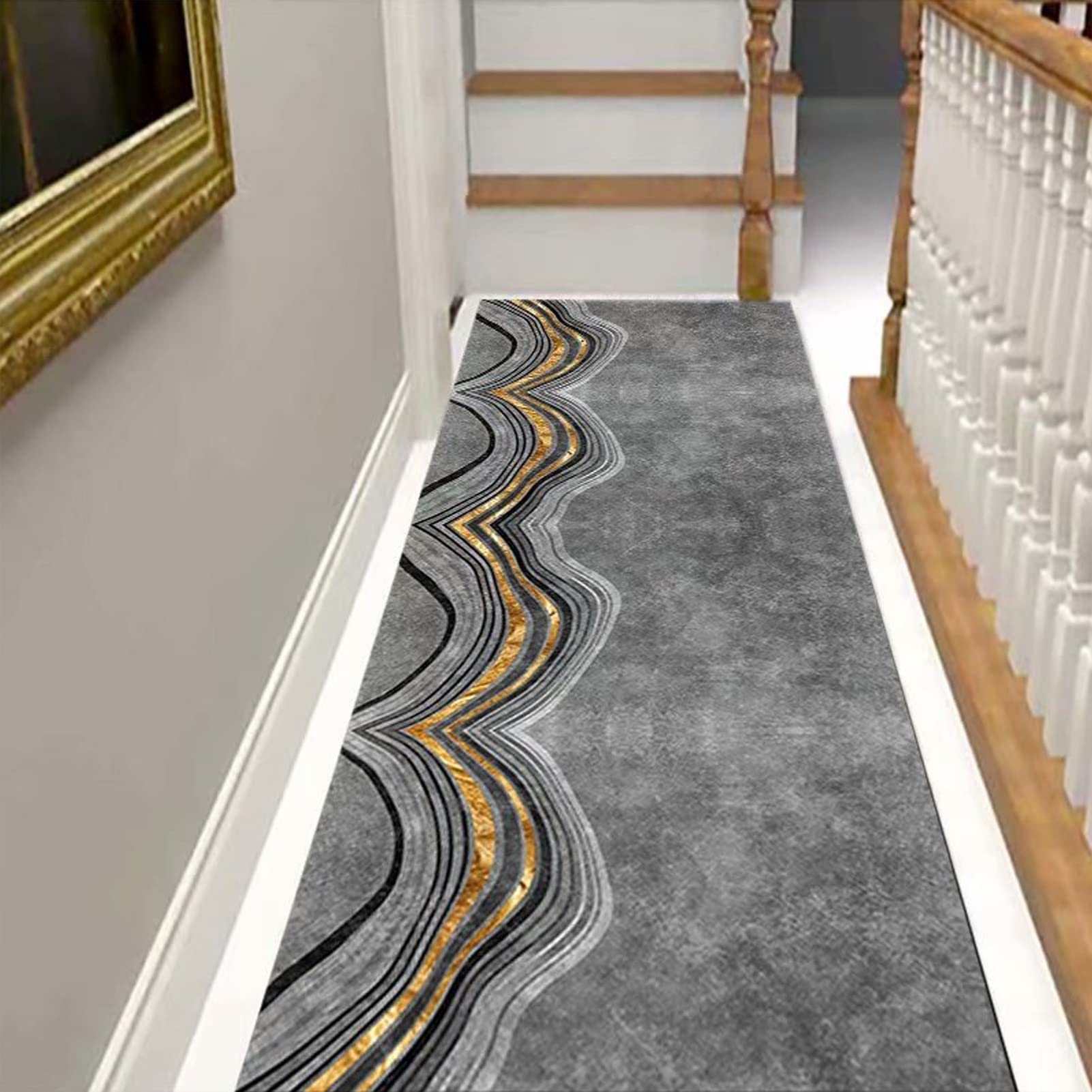 WYFZT Carpet Runner for Hallway Non-slip Modern Classical Rug Runner for Hall/Kitchen/Corridor/Bedroom/Living Room/Long Runner Rugs Running Mat Washable, 200cm 250cm 300cm 400cm 500cm 600cm