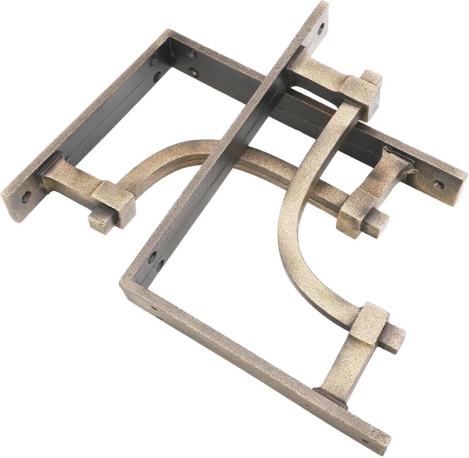 Infinity Decor Pair of Heavy-Duty Scaffold Board Cast Iron Shelf Brackets Triangle Floating Wall Mounted Brackets for Books, Living Room, Outdoor Support (Matt Antique)