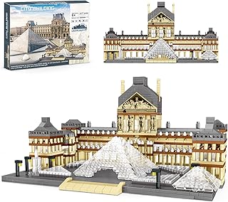QLT QIAOLETONG Architecture Louvre Micro Building Blocks Set,3377 Pcs World Famous Architectural Paris Louvre Museum Model Micro Bricks Toys Gifts for Adult Kids