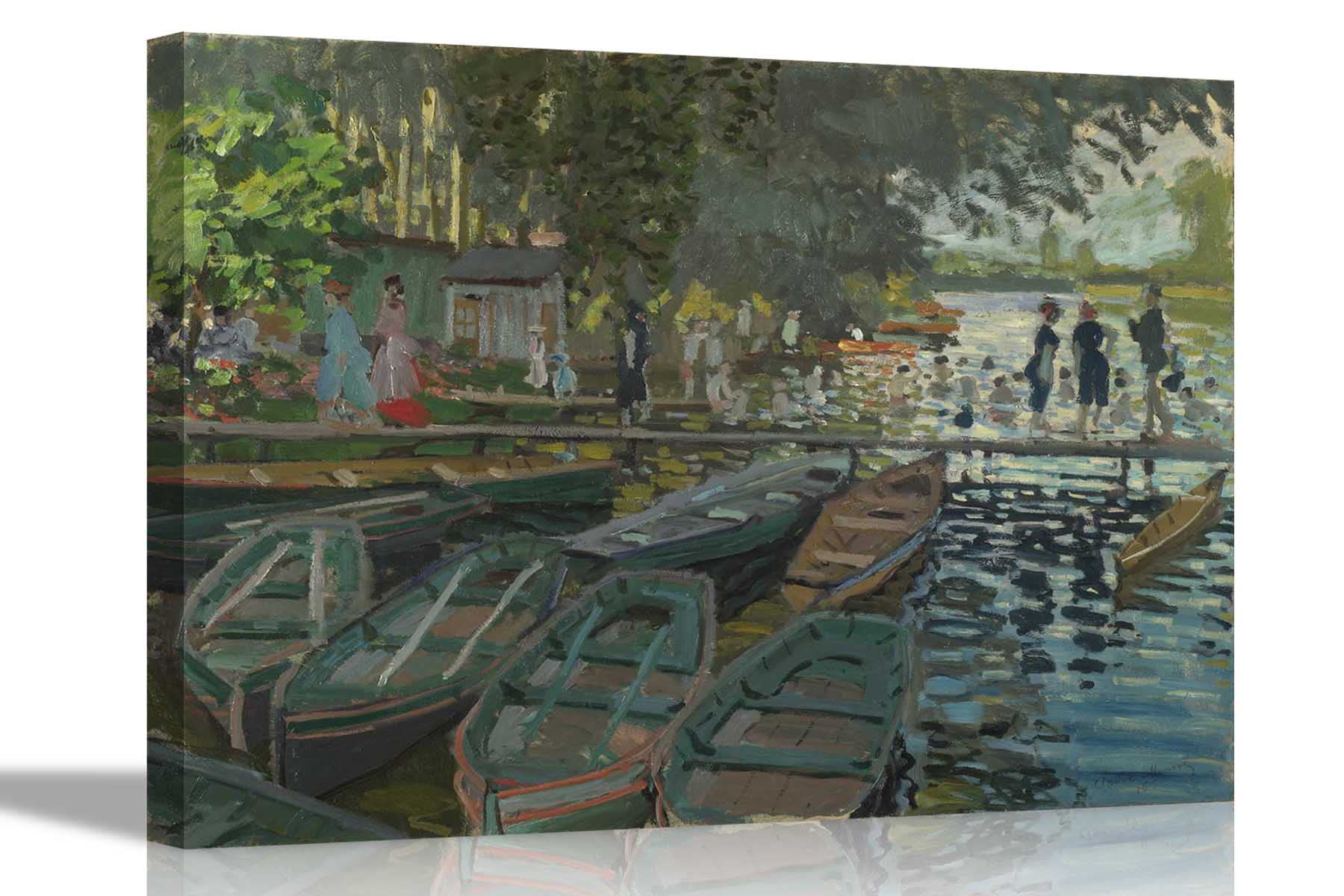 Artley Prints Bathers At La Grenouillere By Claude Monet Canvas Wall Art Prints Framed Poster Pictures Home Office Decor Livingroom Artwork 60 X 40Cm (24 X 16 Inches)