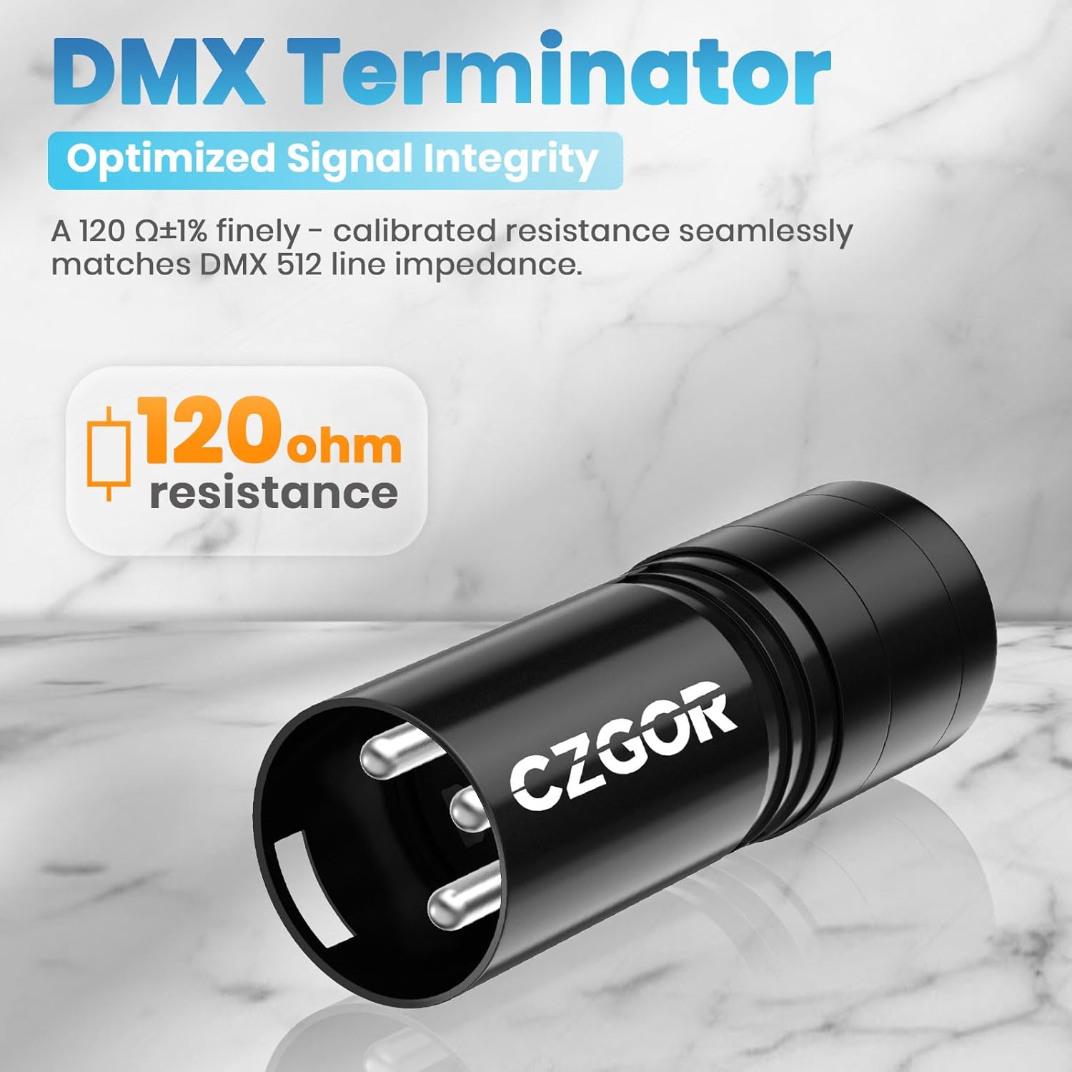 3-Pin DMX Terminator 8 Pack, 120 Ohm XLR Terminators, 3 Pin Male Optimal Signal Termination Resistor Lighting Accessories for Stage Par Lights XLR Audio Systems DJ Light Party, Black