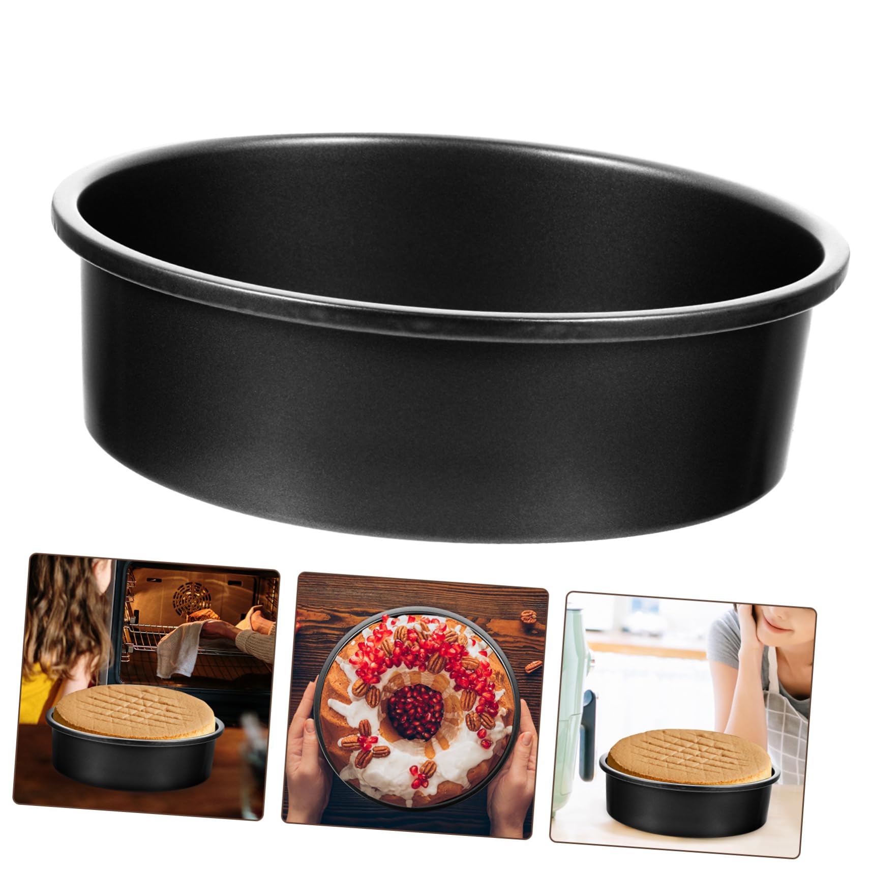 LALADEFIEE Round Non Stick Cake Carbon Steel Baking Pan Heat Multi Use Bakeware for Cheesecake Mousse and Pastries for Home Professional Bakers