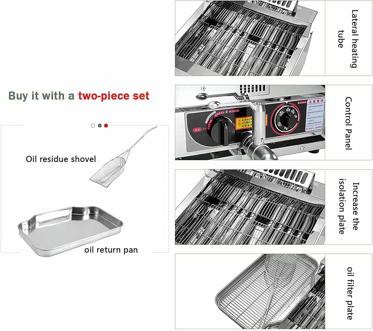 Commercial Fat Fryer Basket Commercial Countertop Gas Deep Fryer, Gas Deep Fryer Machine, Lpg Propane Outdoor Cooker, Stainless Steel Fat Fryer with Removable Basket, EAS~/