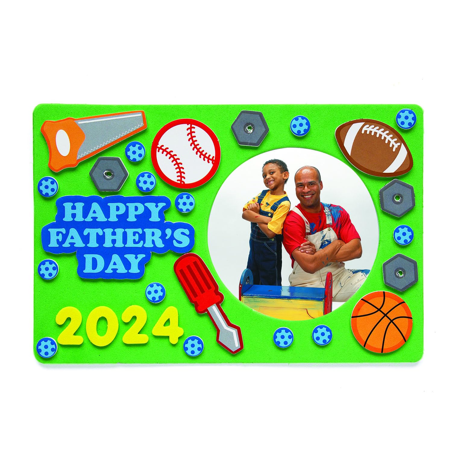 Fun Express 2025 (Make Your Own Year) Fathers Day Picture Frame Craft Kit, Set of 12, Great for Classroom, Summer Camp and Home Crafts for Kids