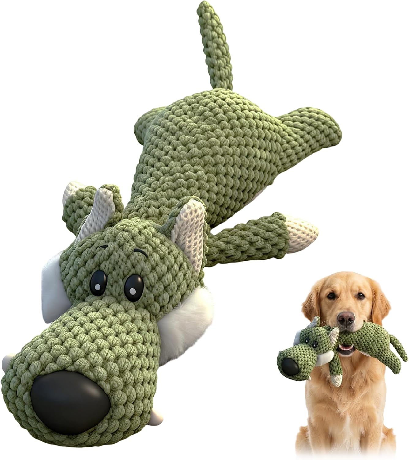 Dog Toys Indestructible Dog,Soft Chew Toy,Durable Squeaky Dog Toys for Heavy Chewers,Toy Puppy Pet Mutt Toy Plush Dog Chew Toy, Interactive Dog Toys (Green)
