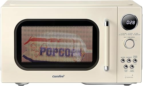 COMFEE Horno microondas retro, microondas pequeño con 6 menús automáticos, microondas compacto de encimera de 0.9 pies cúbicos con cocción
