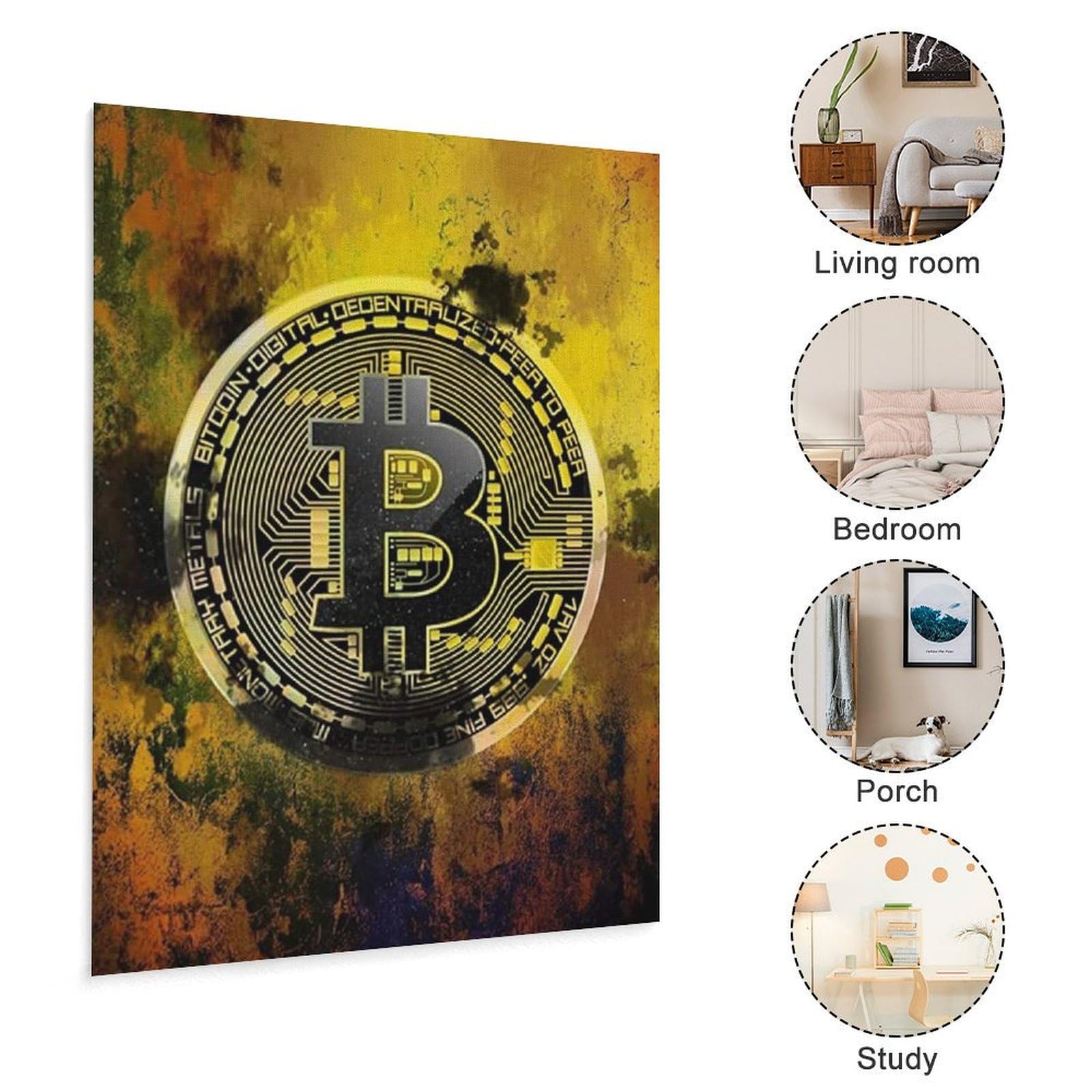 Pôster de moeda Bitcoin criptomoeda pôster inspirador arte de parede de  escritório pintura decorativa em tela pôsteres de parede e impressão de  imagem moderna família quarto presente 16 x 20 polegadas |