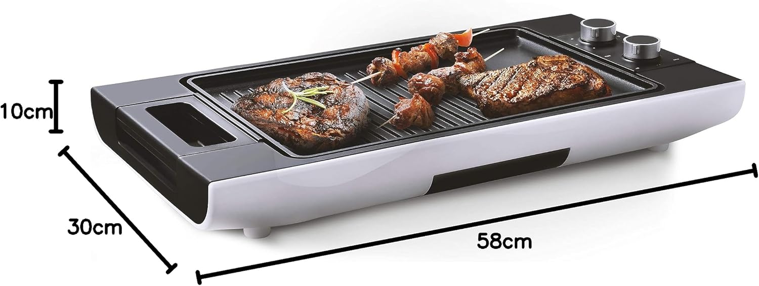 Venga! Piastra Griglia Teppanyaki, Temperatura Regolabile, Design Moderno, 1 600 W, Nero/Bianco, VG GR 3010 Venga! Piastra Griglia Teppanyaki, Temperatura Regolabile, Design Moderno, 1 600 W, Nero/Bianco, VG GR 3010