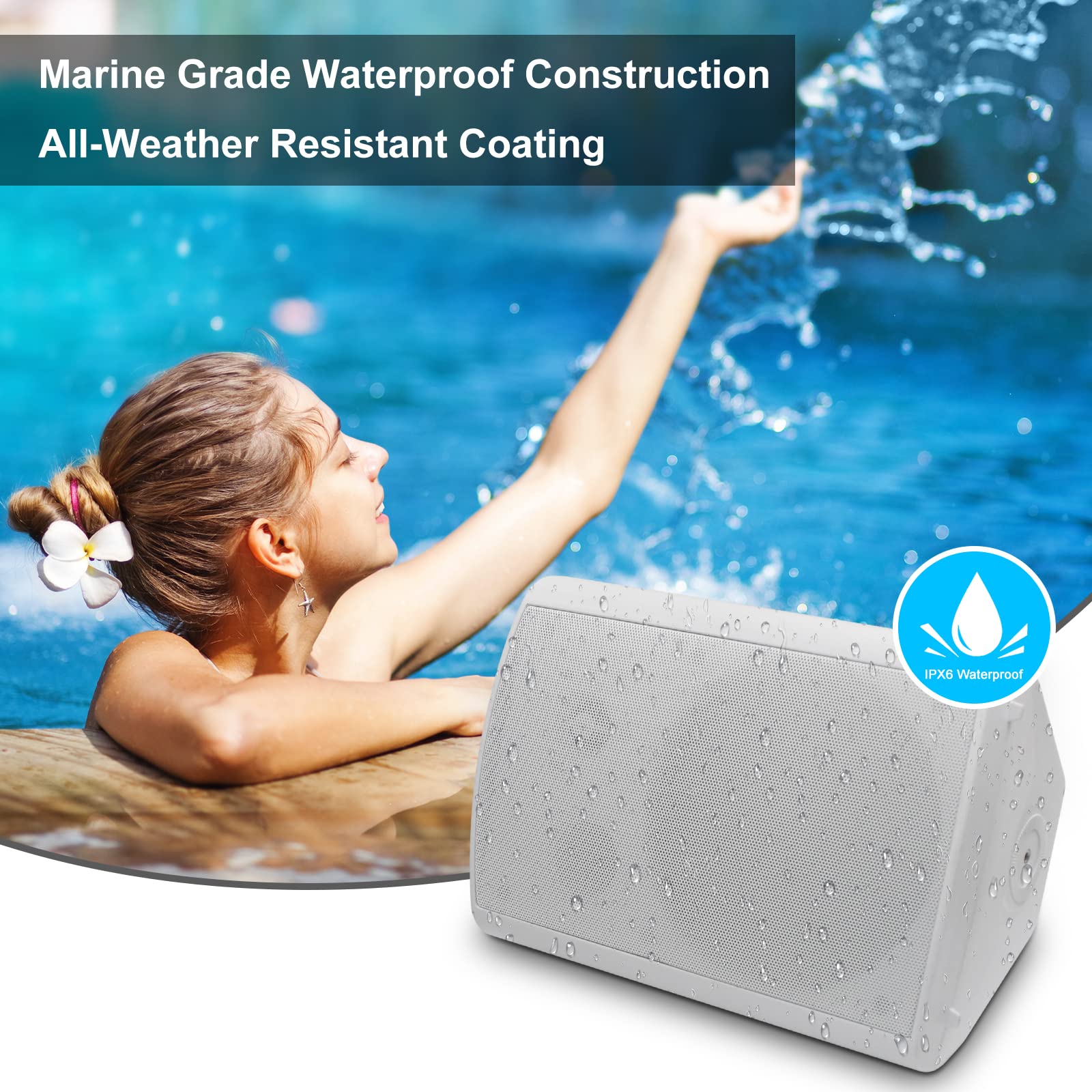Herdio 600W 6,5" Bluetooth Altoparlanti da esterno 4 pezzi bianco