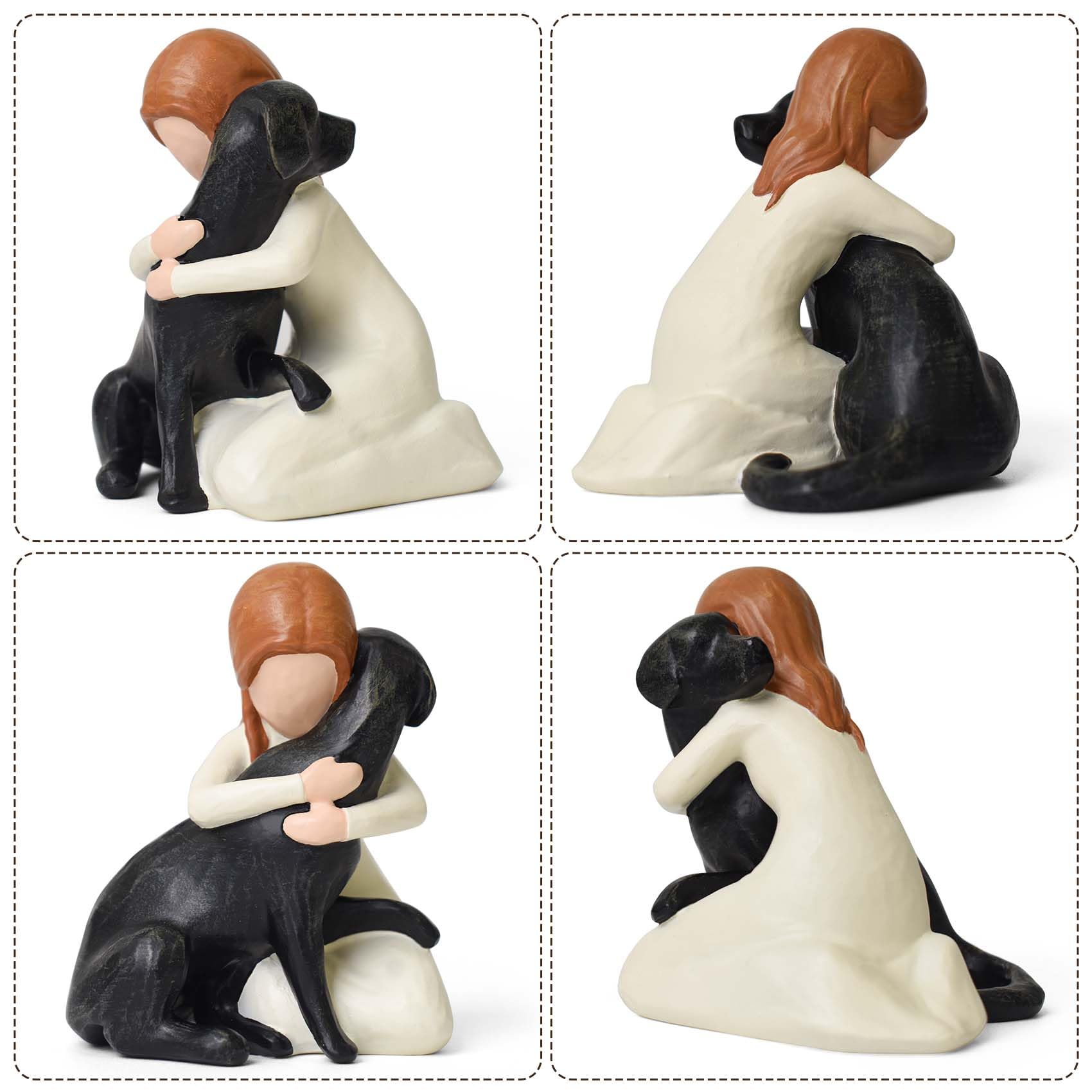 Lnrkai Black Dog Figurines Statues, Memorial Gifts for Loss of Dog, Sympathy Dogs Figurine for Pet Lovers, Hand-Sculpted Resin Black Labrador, Home Decor for Dogs Owners