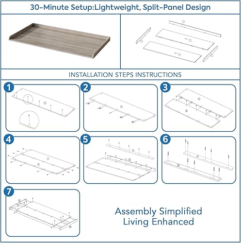 Miniatura 7 de Encimera de lavadora y secadora, encimera de lavadora y secadora de 27.5 x 54 pulgadas con almohadilla antideslizante, decoración grande para la