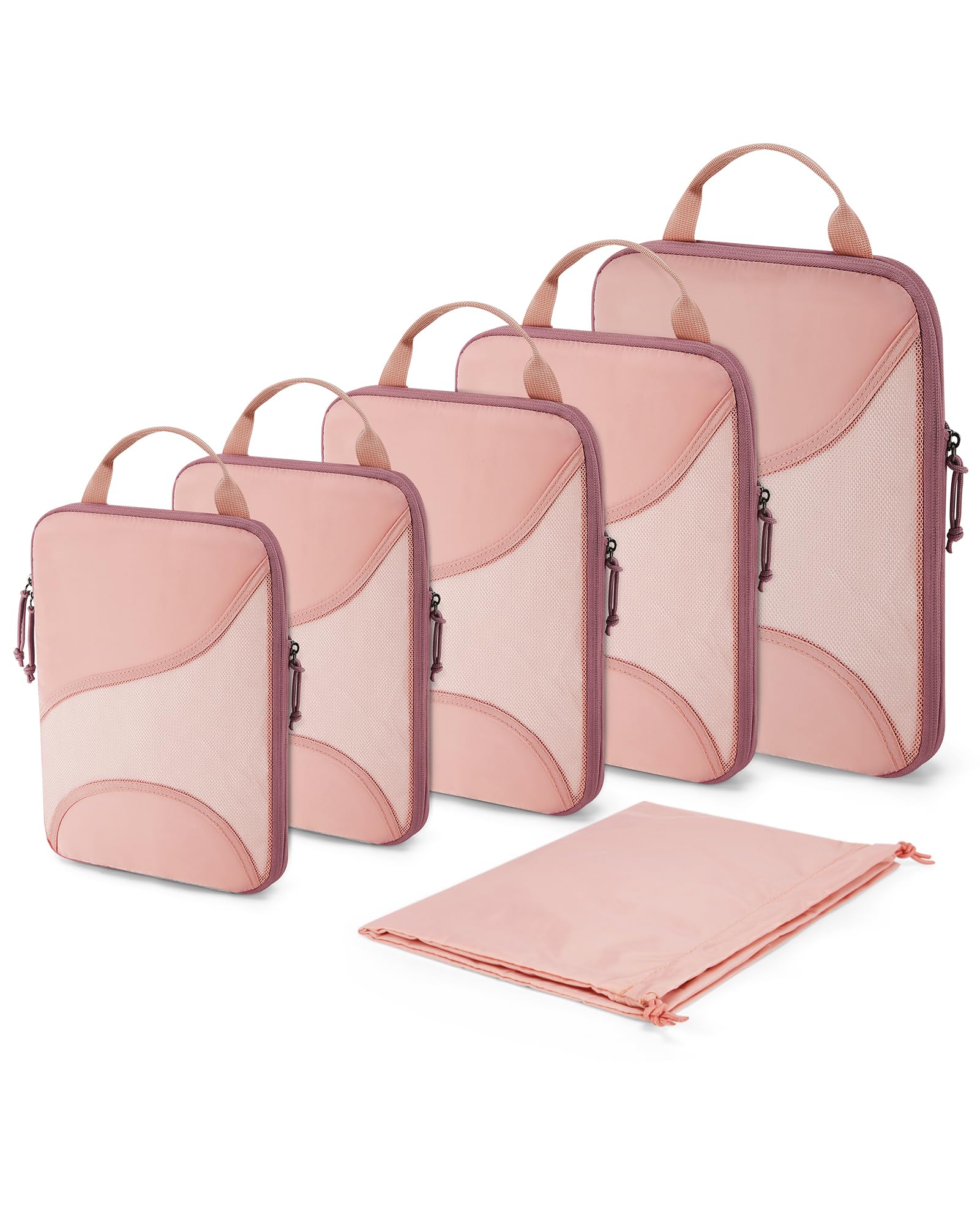 BAGSMARTCompression Packing Cubes - 6 Set Travel Packing Cubes for Suitcases, Compression Suitcase Organizers with Shoe Bag