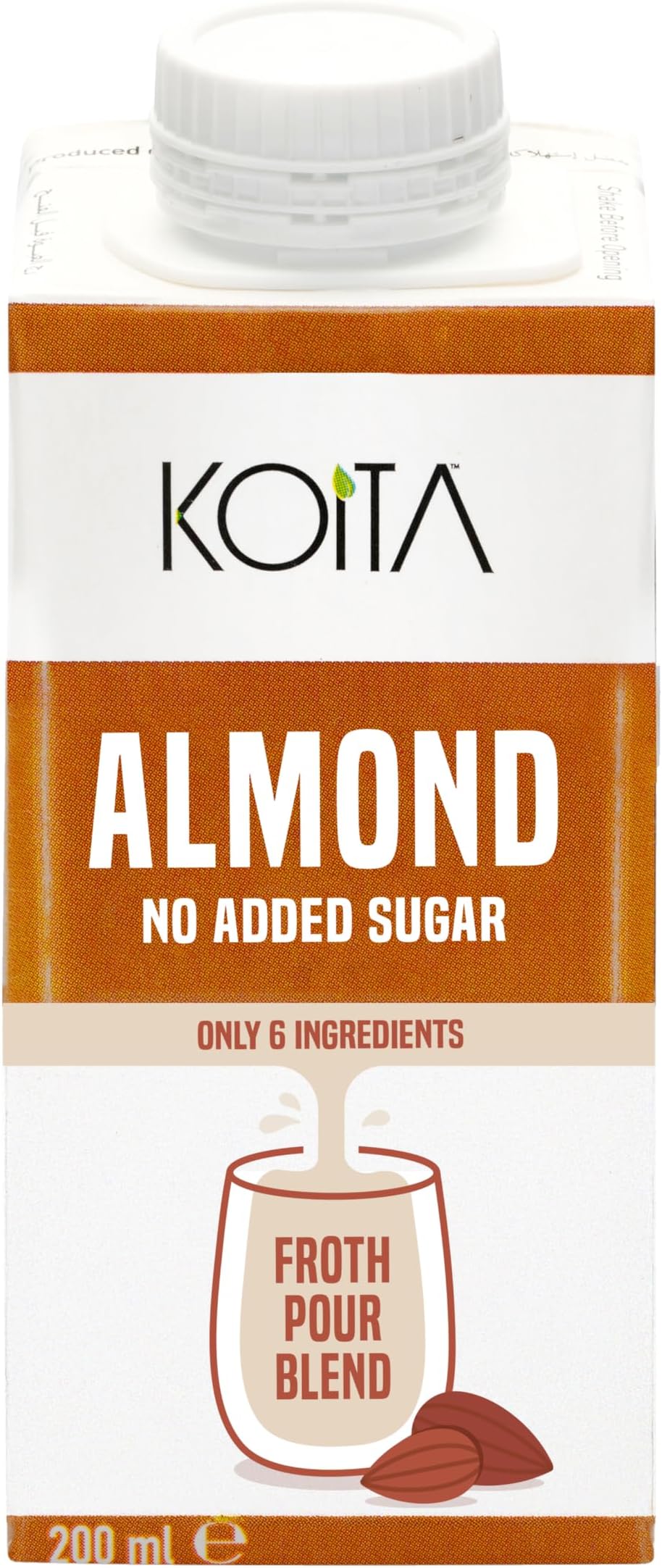 Koita Organic Almond Milk (200ml) - Plant-Based, Vegan, Non GMO, Shelf Stable, Nut Milk, Made in Italy, EU Certified Organic